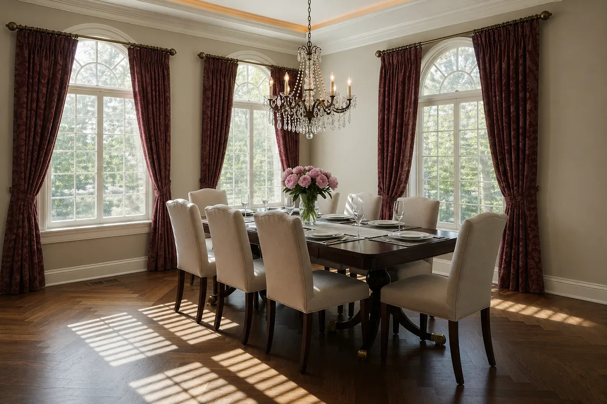 Arched Plantation Shutters in a Buckhead Atlanta Dining Room -- before