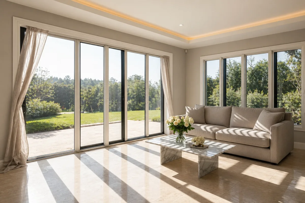 Great Room Plantation Shutters in a Johns Creek Atlanta Home -- before