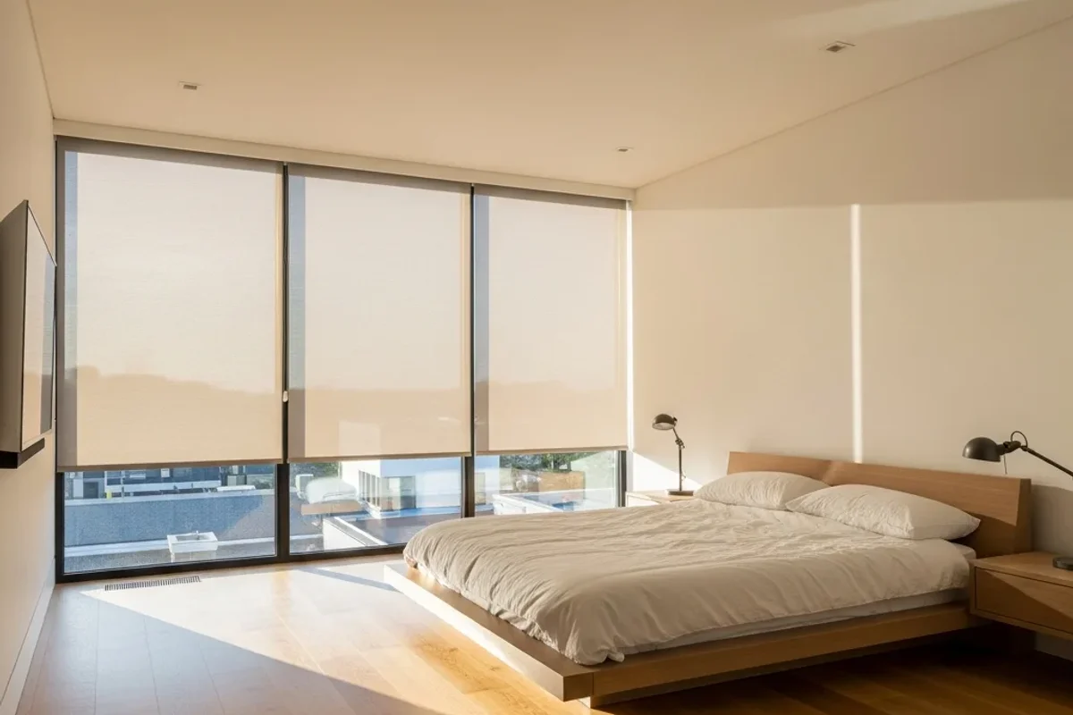 Motorized Roller Shades in a Buckhead Master Bedroom -- after