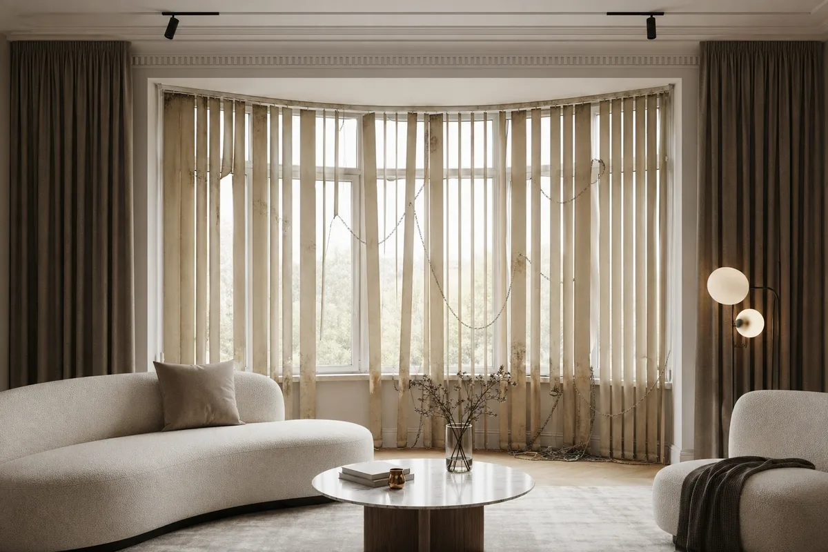Modern Vertical Blinds for a Columbus Family Room Slider -- before
