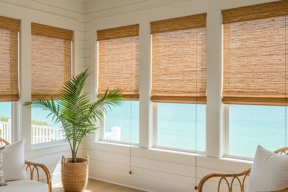 Natural Woven Wood Shades in a Lake Lanier Home -- after