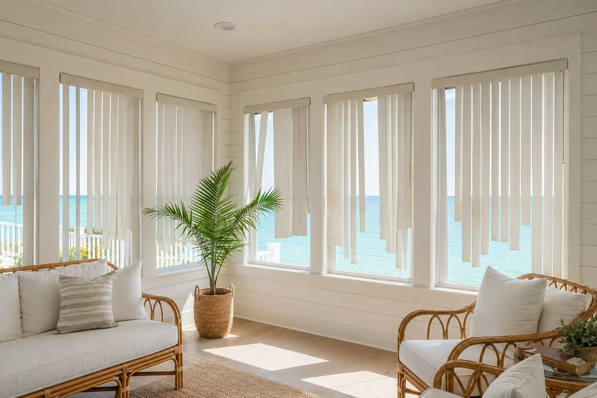 Natural Woven Wood Shades in a Lake Lanier Home -- before