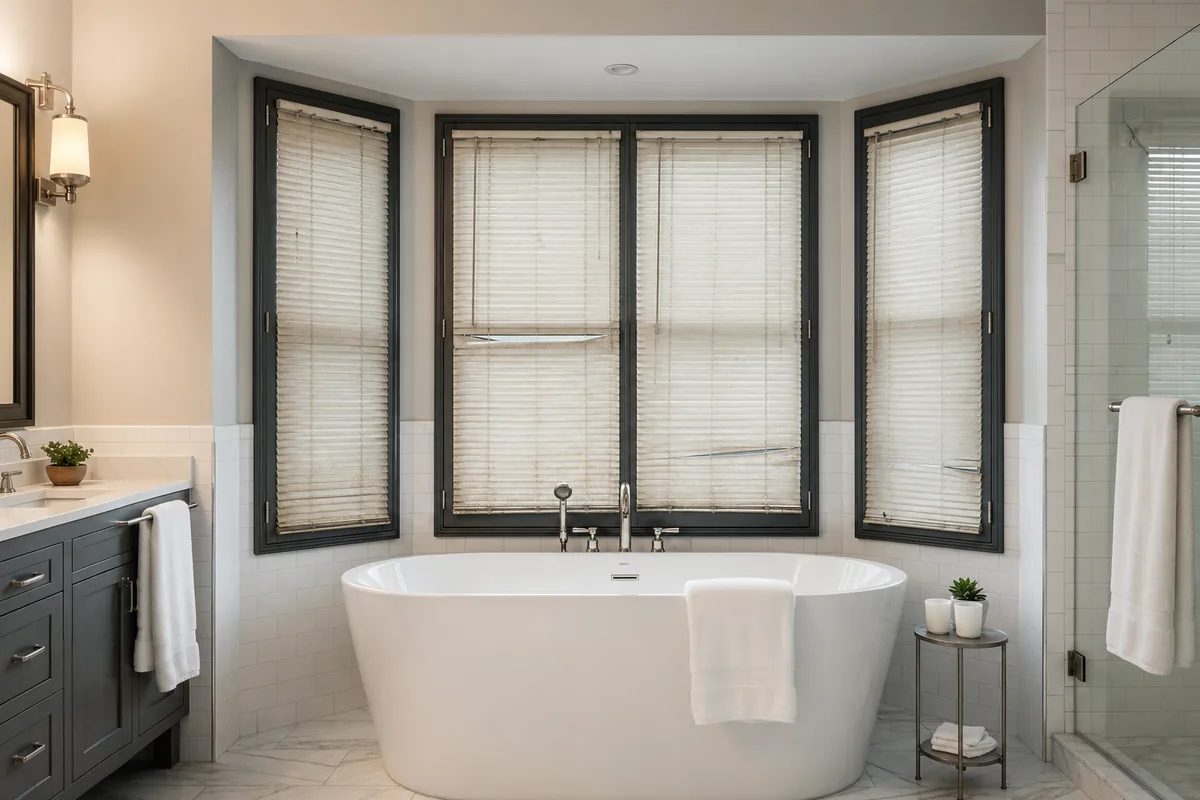 Poly Plantation Shutters in a Sandy Springs Spa Bathroom -- before